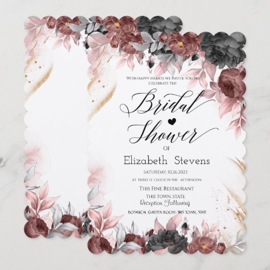 Chic Autumn Waterverf Flowers Vrijgezellenfeest Kaart (Voorkant / Achterkant)