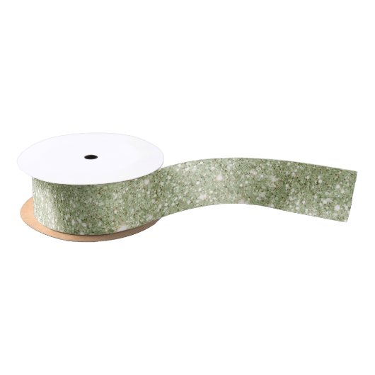 Chic Avocado Green Glitter Birthday Satijnen Lint (Spoel)