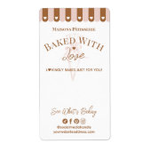 Chic Awing Baked With Love Pastry Bag Bakery Box Etiket (Voorkant)