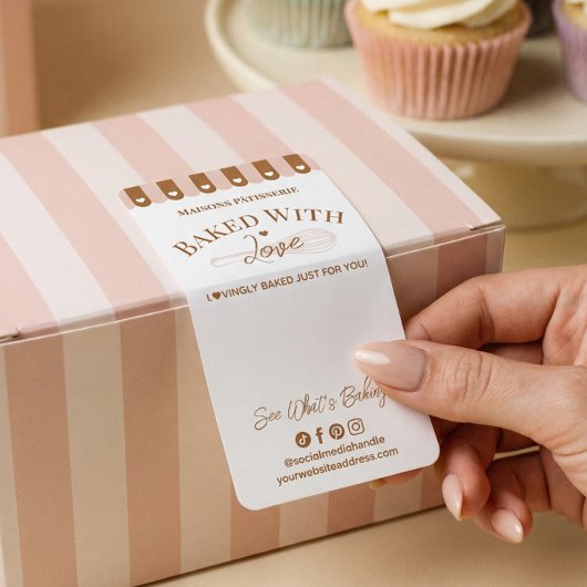 Chic Awing Baked With Love Whisk Bakery Box Seal Etiket
