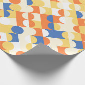 Chic Azure Blue Sunny Yellow Circles Art Pattern Cadeaupapier (Hoek)