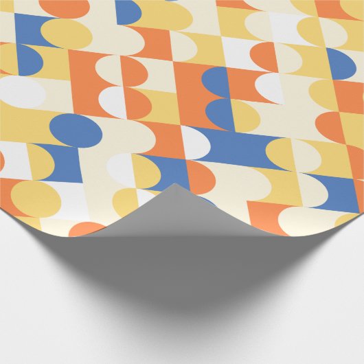 Chic Azure Blue Sunny Yellow Circles Art Pattern Cadeaupapier (Hoek)