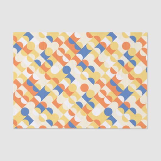 Chic Azure Blue Sunny Yellow Circles Art Pattern Tissuepapier (Voorkant)