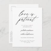 Chic B&W Love Is Patient Bruiloft Uitgesteld Uitnodiging Briefkaart (Voorkant / Achterkant)