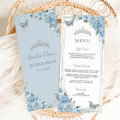 Chic Baby Blauw Bloemen Vlinders Quinceañera Menu