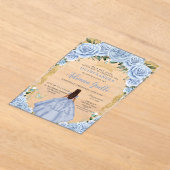 Chic Baby Blauwe Bloemen Bruin Prinses Quinceañera Acryl Uitnodigingen (Laagn)