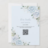 Chic Baby Blue Floral Boy Baby shower QR-code Kaart (Achterkant)