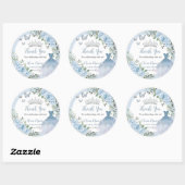 Chic Baby Blue Floral Dress Silver Quinceañera Ronde Sticker (Vel)