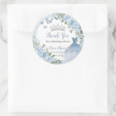 Chic Baby Blue Floral Dress Silver Quinceañera Ronde Sticker (Tas)
