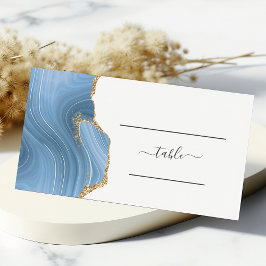Chic Baby Blue Gold Agaat Trouwtafel Plaatskaartje