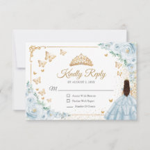 Chic Baby Blue Rozen Gouden Quinceanera Antwoord