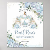 Chic Baby Blue Rozen Princess Carriage Sweet 16 Poster (Voorkant)