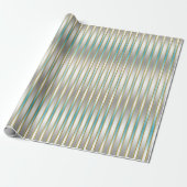 Chic Baby Blue Stripes op Silver Background Cadeaupapier (Uitgerold)