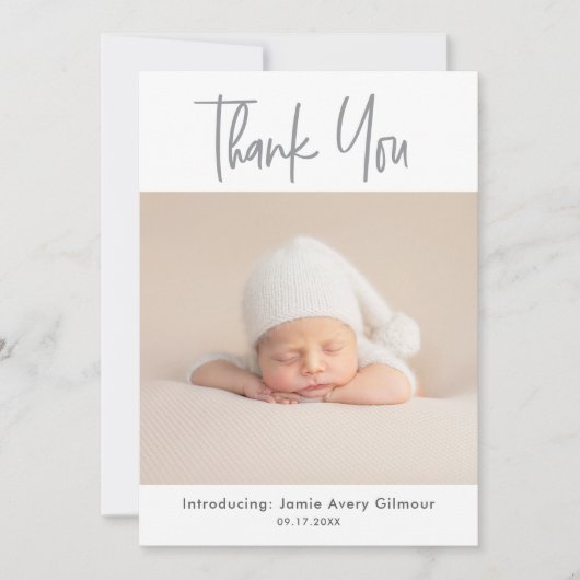 Chic Baby Foto Bedankt Script Geboorte (Voorkant)