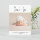 Chic Baby Foto Bedankt Script Geboorte (Staand voorkant)