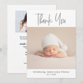 Chic Baby Foto Bedankt Script Geboorte (Voorkant / Achterkant)