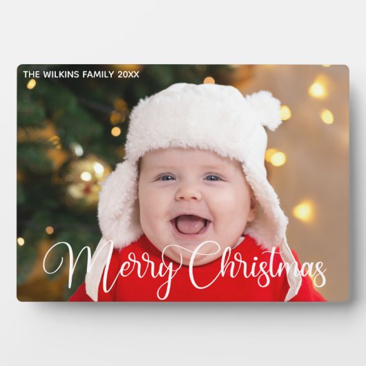 Chic Baby Foto van Merry Kerstscript overlay Fotoplaat (voorkant)