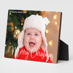 Chic Baby Foto van Merry Kerstscript overlay Fotoplaat