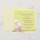 Chic Baby Green Owl Baby shower Kaart (Voorkant / Achterkant)