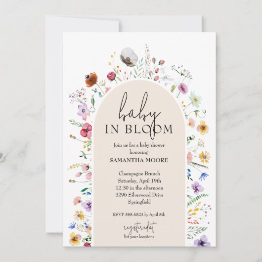 Chic Baby in Bloom Ivoor Baby shower Kaart (Voorkant)