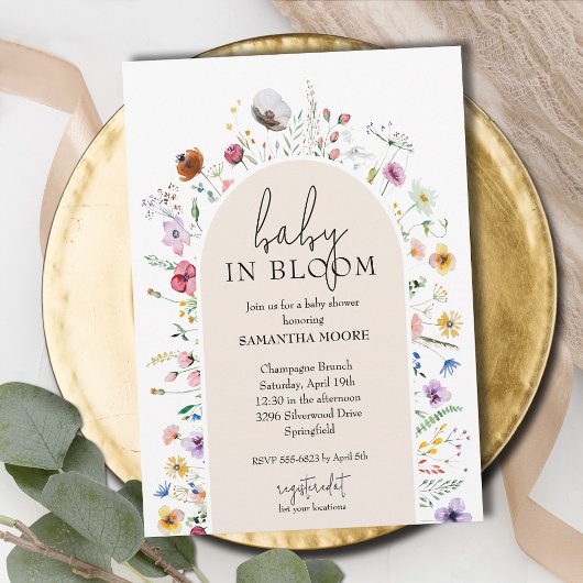 Chic Baby in Bloom Ivoor Baby shower Kaart
