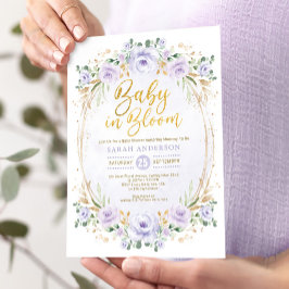 Chic Baby in Bloom Paarse Gold Floral Girl Shower Kaart