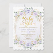 Chic Baby in Bloom Paarse Gold Floral Girl Shower Kaart (Voorkant)