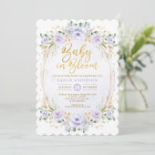 Chic Baby in Bloom Paarse Gold Floral Girl Shower Kaart (Staand voorkant)
