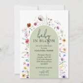 Chic Baby in Bloom Sage Baby shower Kaart (Voorkant)