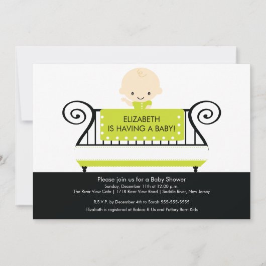 Chic BABY in het Groen van de Uitnodiging van het  (Voorkant)
