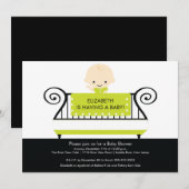 Chic BABY in het Groen van de Uitnodiging van het  (Voorkant / Achterkant)