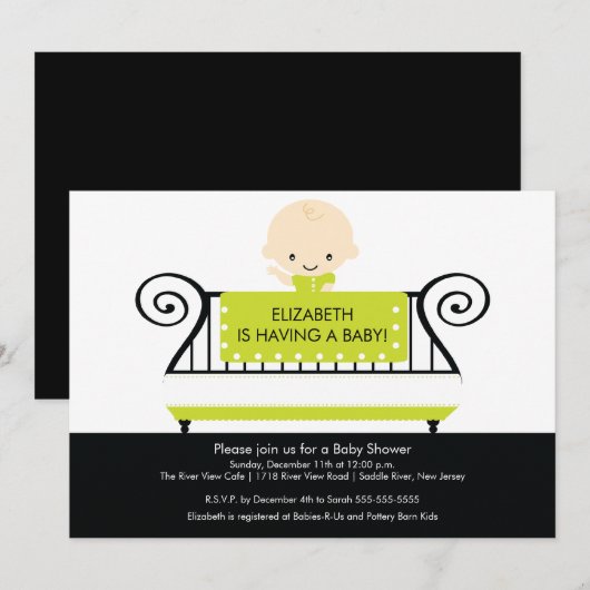 Chic BABY in het Groen van de Uitnodiging van het  (Voorkant / Achterkant)