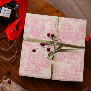 Chic baby roze toile de jouy bedrukt cadeaupapier