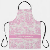 Chic  baby roze toile de jouy bedrukt schort (Voorkant)