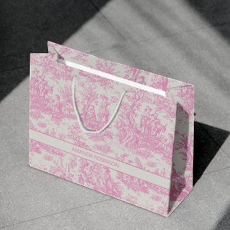 Chic  baby roze toile de jouy groot cadeauzakje