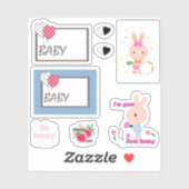 Chic baby set, baby, bunnies, grappig, hazen, bloe sticker (Vel)