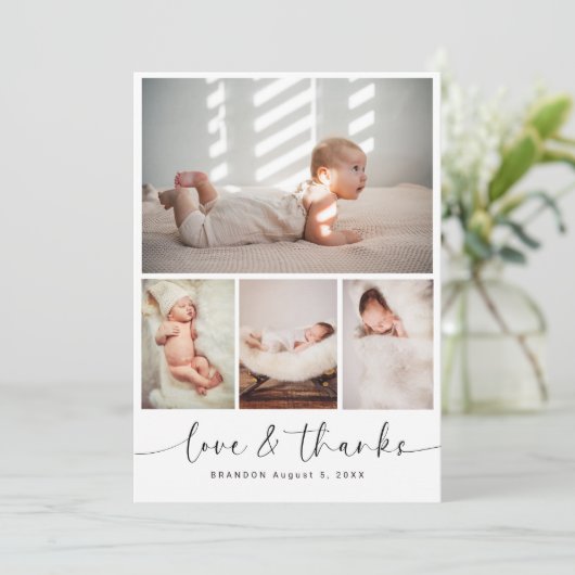 Chic Baby shower 4 Fotocollage Dank u Bedankkaart (Staand voorkant)