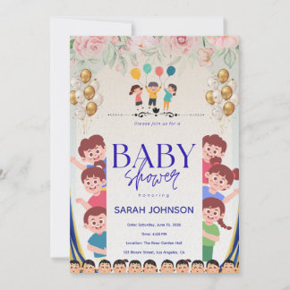 Chic Baby Shower Invitation | Elegant Floral Kaart