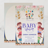 Chic Baby Shower Invitation | Elegant Floral Kaart (Voorkant / Achterkant)