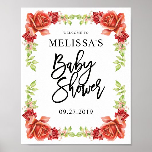 Chic baby shower-welkomstteken | ROZEN Poster (Voorkant)