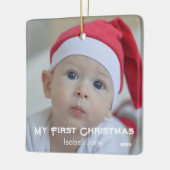 Chic Baby's eerste kerst pasgeboren foto Keramisch Ornament (Links)