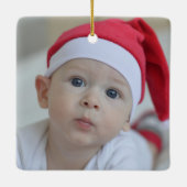 Chic Baby's eerste kerst pasgeboren foto Keramisch Ornament (Achterkant)