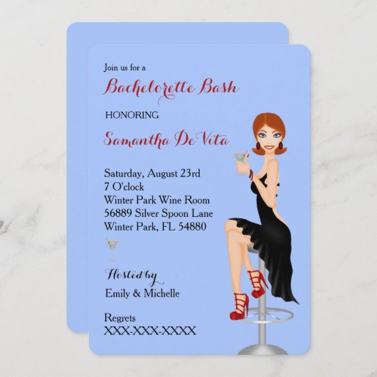Chic Bachelorette Bash Aangepaste partijuitnodigin Kaart (Voorkant / Achterkant)