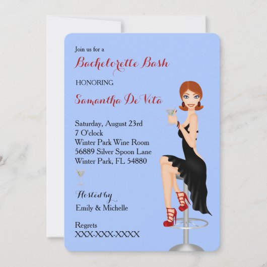 Chic Bachelorette Bash Aangepaste partijuitnodigin Kaart (Voorkant)
