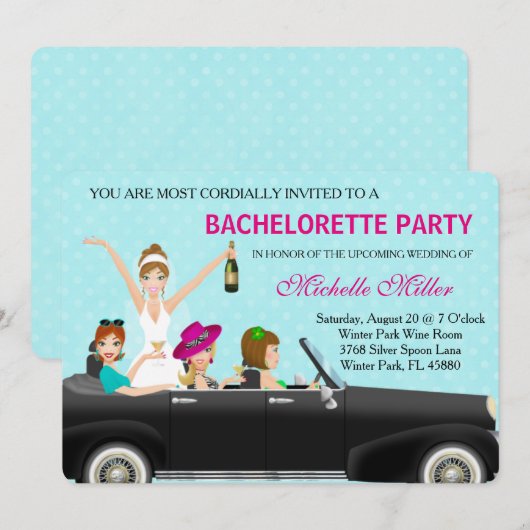 Chic Bachelorette Bash Aangepaste uitnodiging (Voorkant / Achterkant)