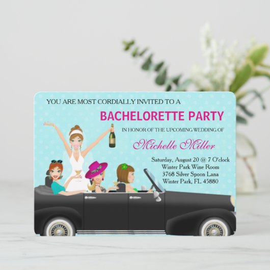 Chic Bachelorette Bash Aangepaste uitnodiging (Staand voorkant)