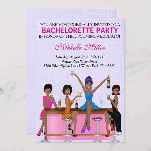Chic Bachelorette Bash Aangepaste uitnodiging (Voorkant / Achterkant)