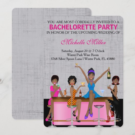 Chic Bachelorette Bash Aangepaste uitnodiging (Voorkant / Achterkant)