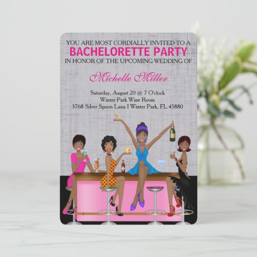Chic Bachelorette Bash Aangepaste uitnodiging (Staand voorkant)