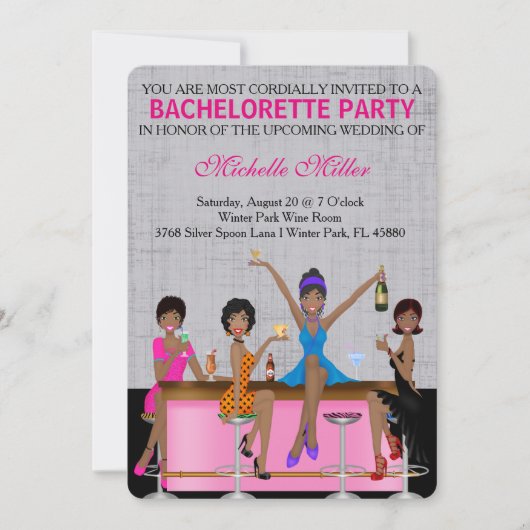 Chic Bachelorette Bash Aangepaste uitnodiging (Voorkant)